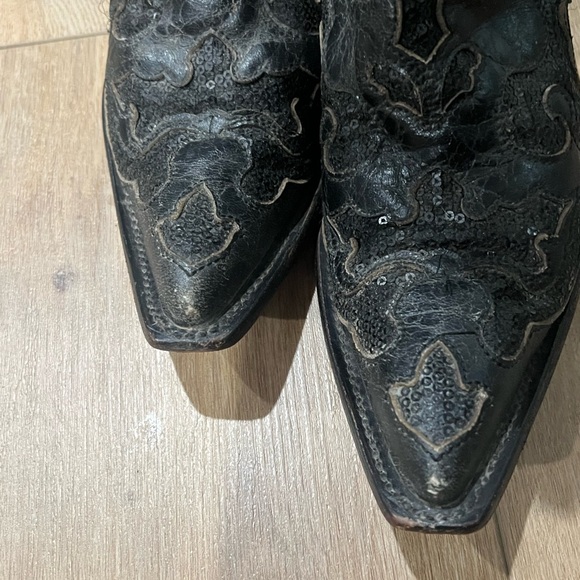 Corral Women’s Black Western Leather Boots with Sequin Inlay size 7 - Picture 8 of 11